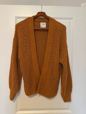 Abercrombie & Fitch Open-Front Knit Cardigan - Rusty Orange